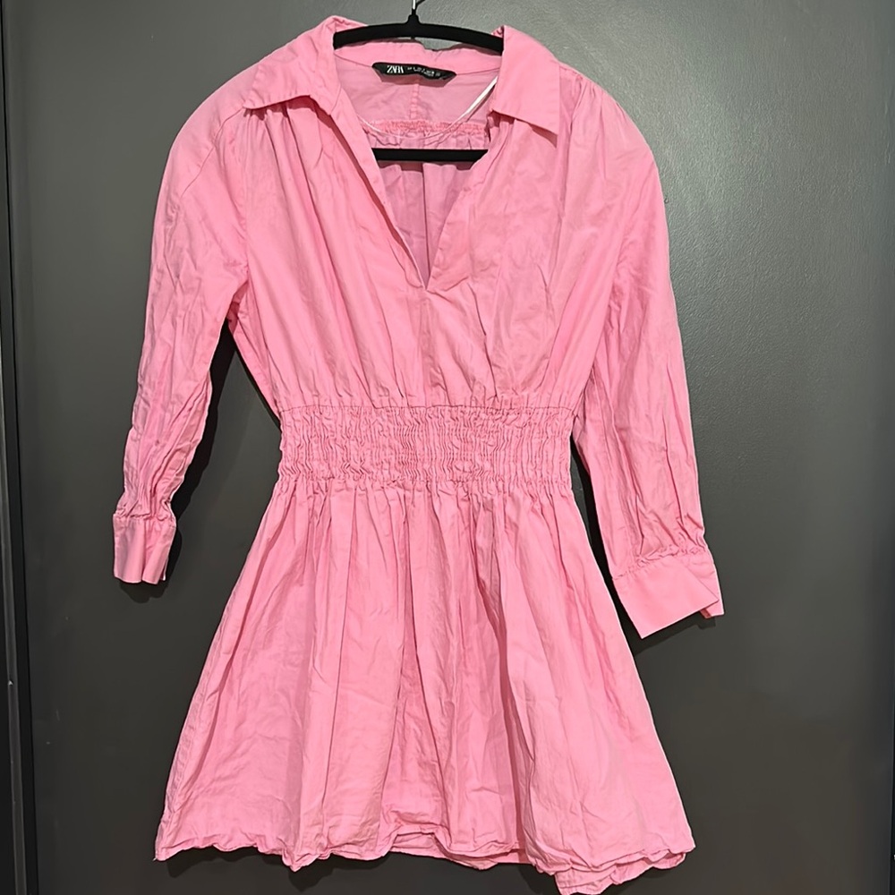 Pink Collared Mini Dress by Zara